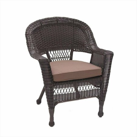 PROPATION Espresso Wicker Chair With Brown Cushion PR3550611